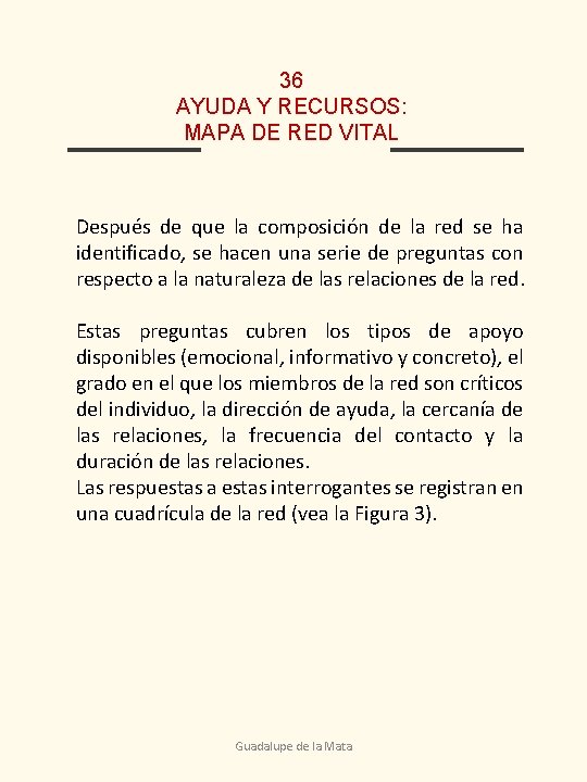 36 AYUDA Y RECURSOS: MAPA DE RED VITAL Después de que la composición de