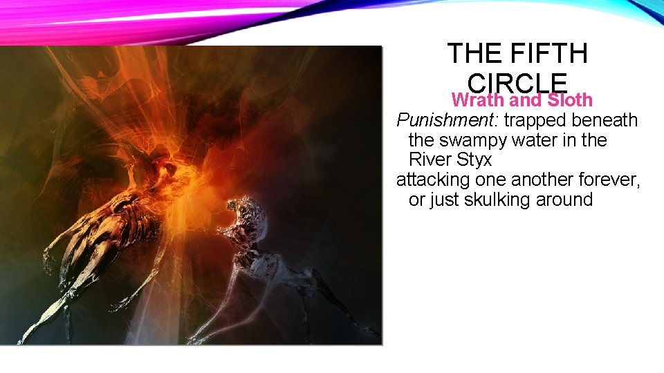 THE FIFTH CIRCLE Wrath and Sloth Punishment: trapped beneath the swampy water in the