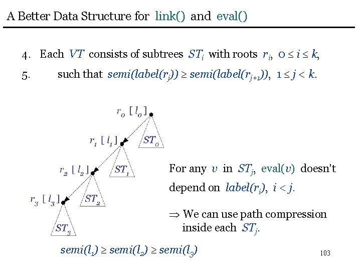 A Better Data Structure for link() and eval() 4. Each VT consists of subtrees