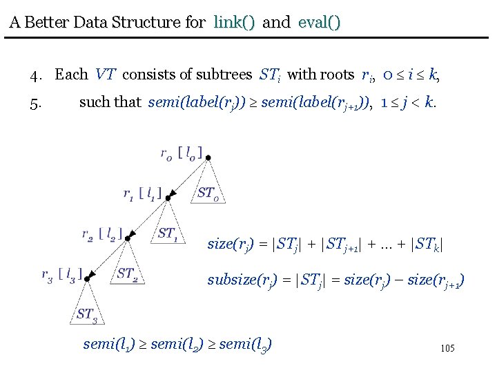 A Better Data Structure for link() and eval() 4. Each VT consists of subtrees