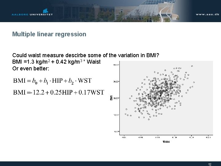 Multiple linear regression Could waist measure descirbe some of the variation in BMI? BMI