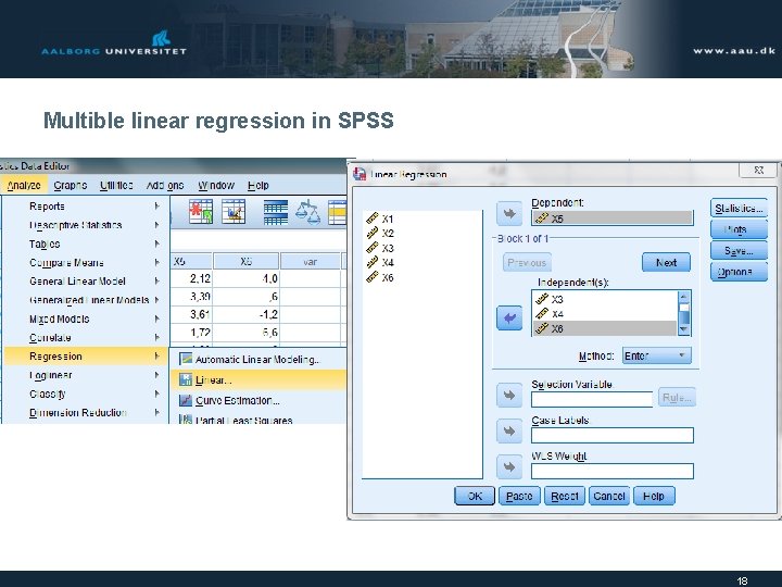 Multible linear regression in SPSS 18 