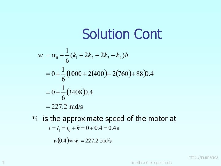 Solution Cont is the approximate speed of the motor at 7 lmethods. eng. usf.