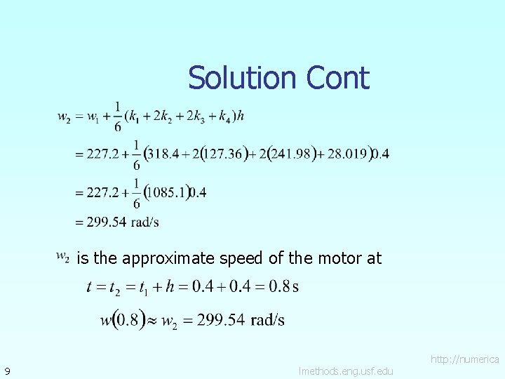 Solution Cont is the approximate speed of the motor at 9 lmethods. eng. usf.