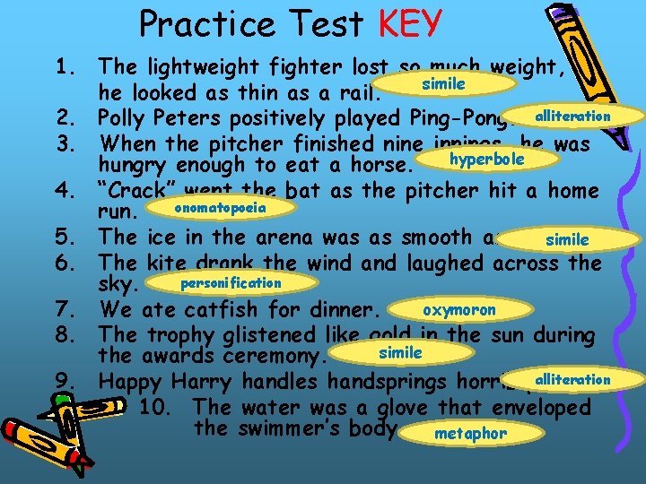 Practice Test KEY 1. The lightweight fighter lost so much weight, simile he looked