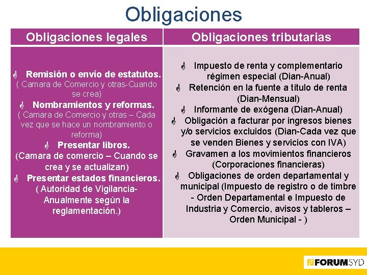 Obligaciones legales Remisión o envío de estatutos. ( Camara de Comercio y otras-Cuando se