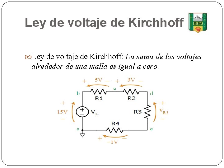 Ley de voltaje de Kirchhoff: La suma de los voltajes alrededor de una malla