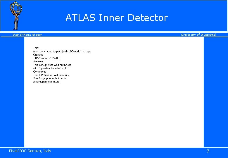 ATLAS Inner Detector Ingrid-Maria Gregor Pixel 2000 Genova, Italy University of Wuppertal 3 