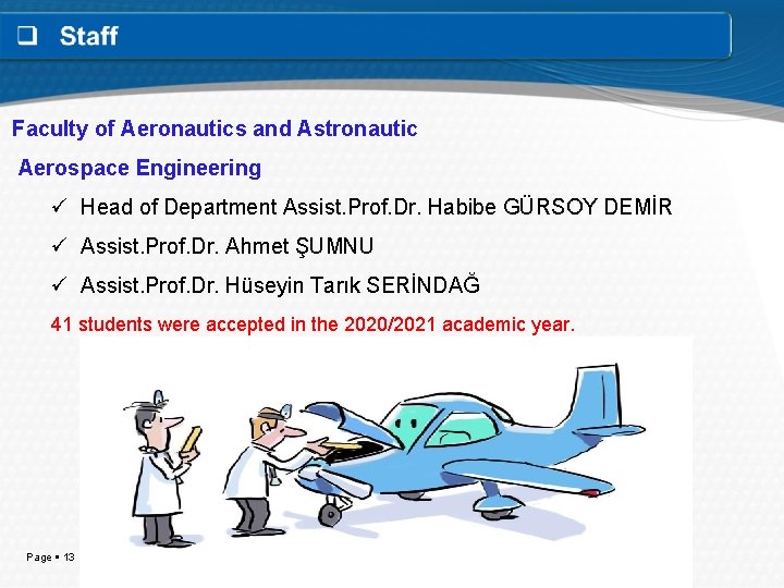 Faculty of Aeronautics and Astronautic Aerospace Engineering ü Head of Department Assist. Prof. Dr.