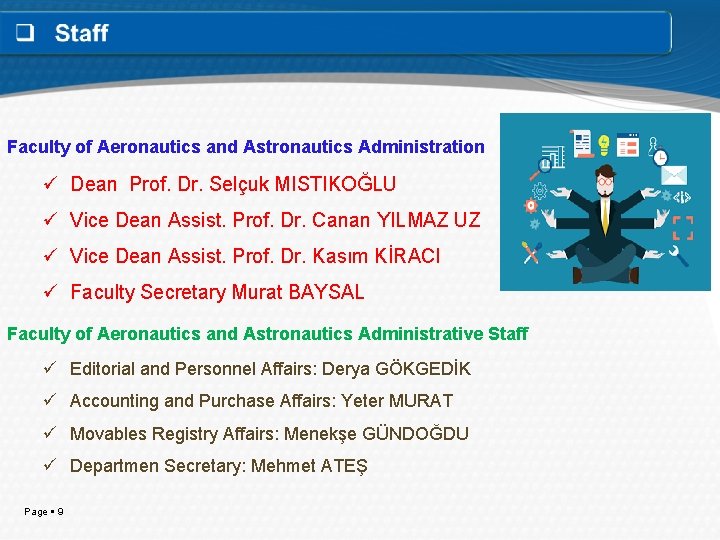 Faculty of Aeronautics and Astronautics Administration ü Dean Prof. Dr. Selçuk MISTIKOĞLU ü Vice