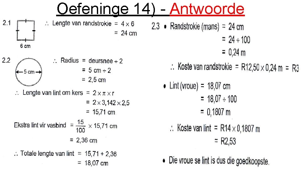 Oefeninge 14) - Antwoorde 