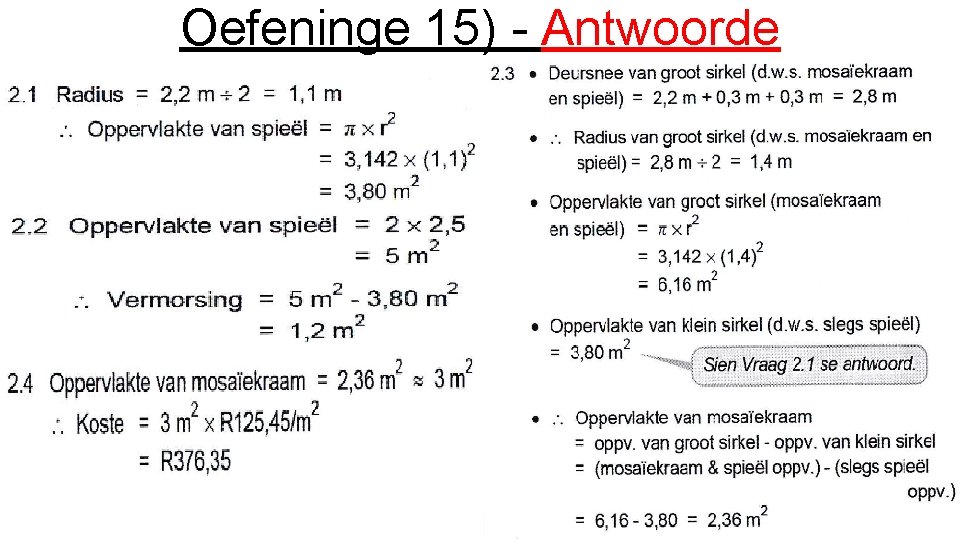 Oefeninge 15) - Antwoorde 