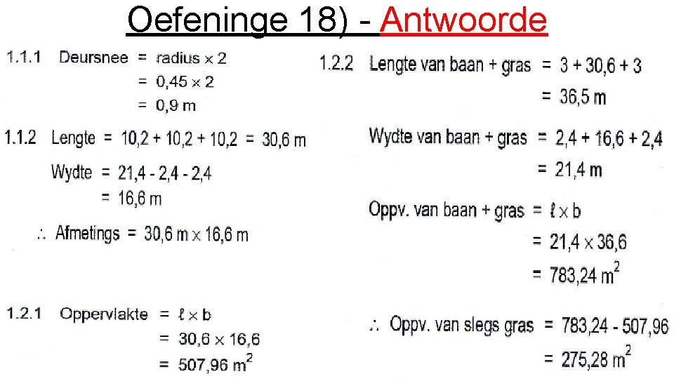 Oefeninge 18) - Antwoorde 