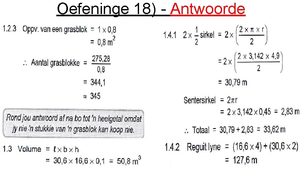 Oefeninge 18) - Antwoorde 