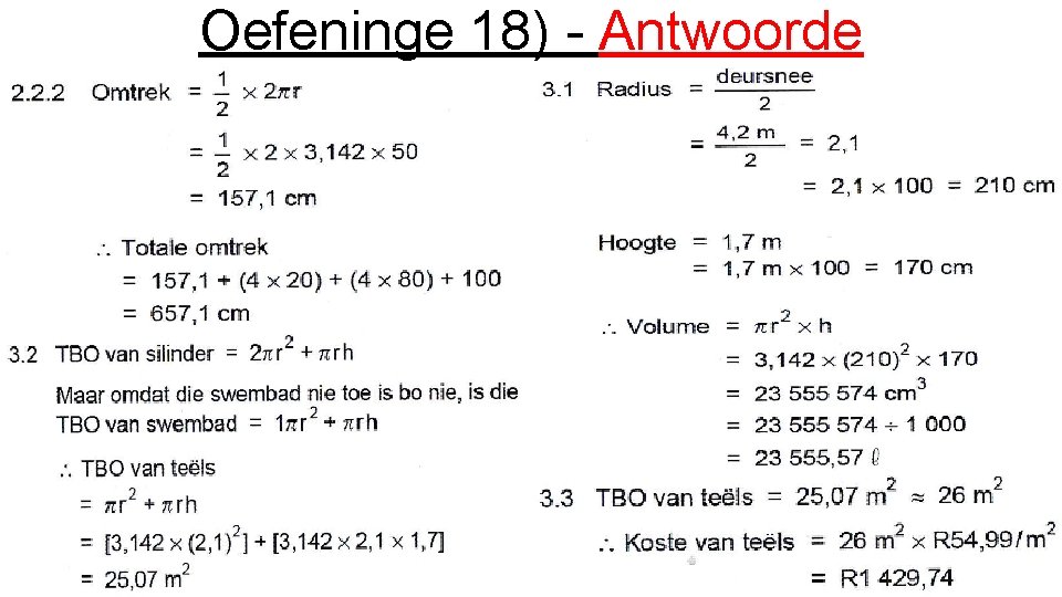 Oefeninge 18) - Antwoorde 