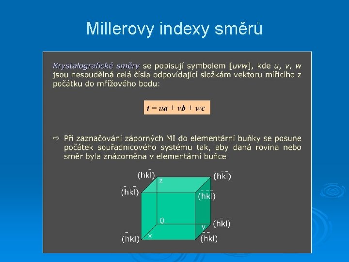 Millerovy indexy směrů 