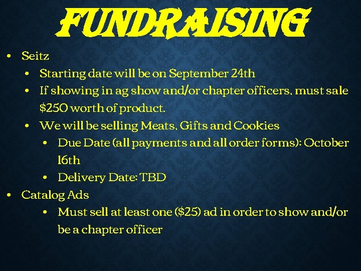 Fundraising • Seitz • Starting date will be on September 24 th • If