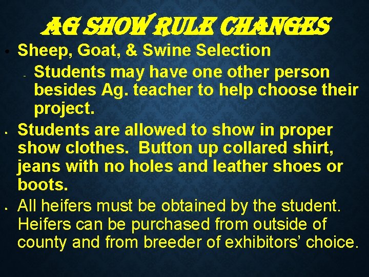 ag s. HOW ru. LE CHang. Es • • • Sheep, Goat, & Swine