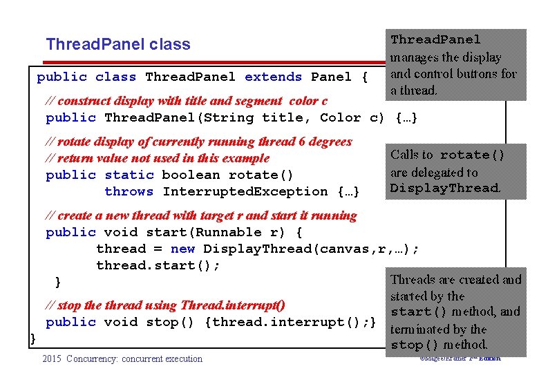 Thread. Panel class public class Thread. Panel extends Panel { Thread. Panel manages the