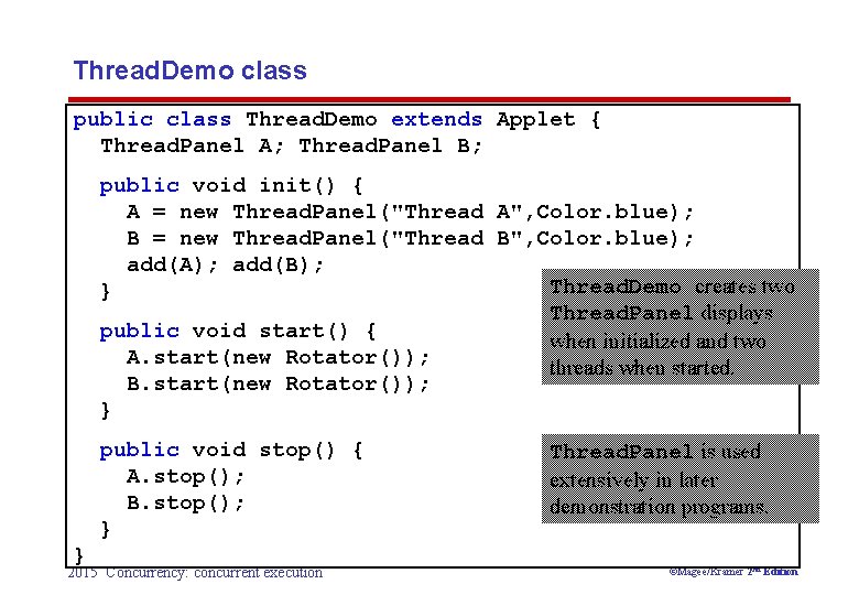 Thread. Demo class public class Thread. Demo extends Applet { Thread. Panel A; Thread.
