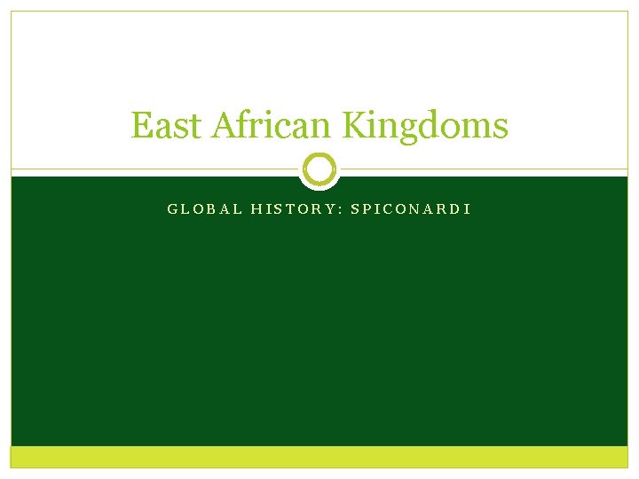East African Kingdoms GLOBAL HISTORY: SPICONARDI 