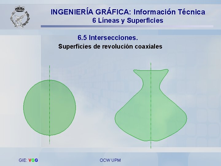 INGENIERÍA GRÁFICA: Información Técnica 6 Líneas y Superficies 6. 5 Intersecciones. Superficies de revolución