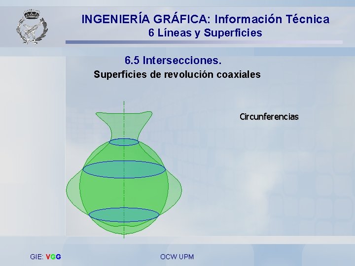 INGENIERÍA GRÁFICA: Información Técnica 6 Líneas y Superficies 6. 5 Intersecciones. Superficies de revolución