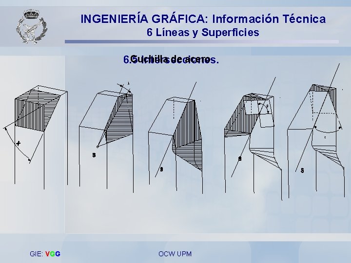 INGENIERÍA GRÁFICA: Información Técnica 6 Líneas y Superficies Cuchilla de acero 6. 5 Intersecciones.