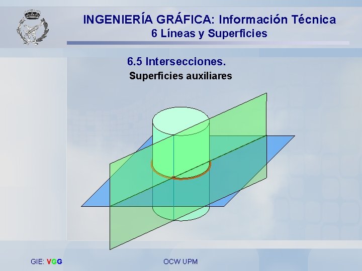 INGENIERÍA GRÁFICA: Información Técnica 6 Líneas y Superficies 6. 5 Intersecciones. Superficies auxiliares GIE: