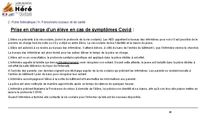 2. Fiche thématique / h. Personnels sociaux et de santé Prise en charge d’un 2. Fiche thématique / h. Personnels sociaux et de santé Prise en charge d’un