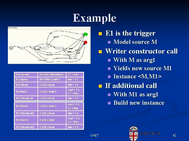 Example n E 1 is the trigger n n Writer constructor call n n Example n E 1 is the trigger n n Writer constructor call n n