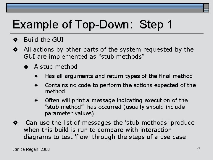 Example of Top-Down: Step 1 ] Build the GUI ] All actions by other