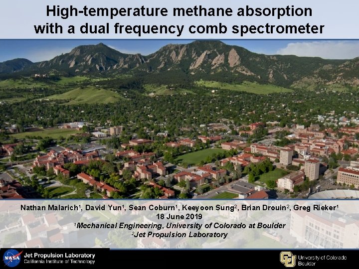 High-temperature methane absorption with a dual frequency comb spectrometer Nathan Malarich 1, David Yun