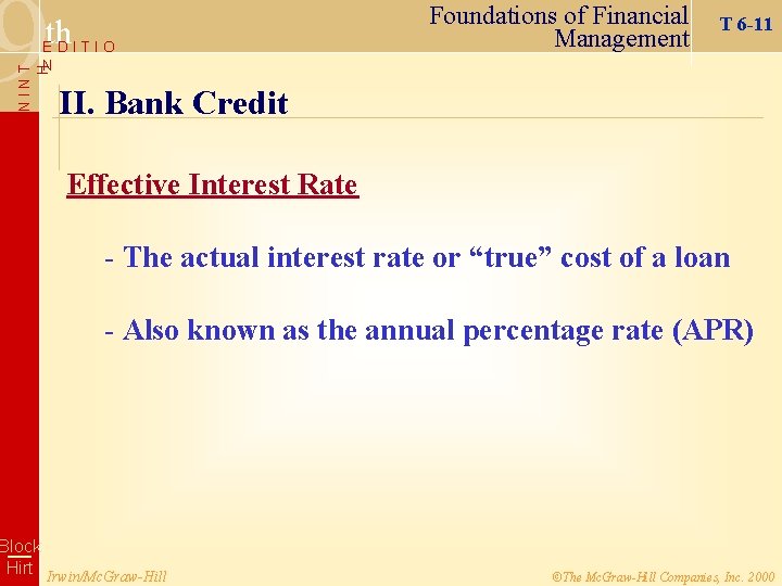 9 th EDITIO Foundations of Financial Management T 6 -11 NINT H N II.