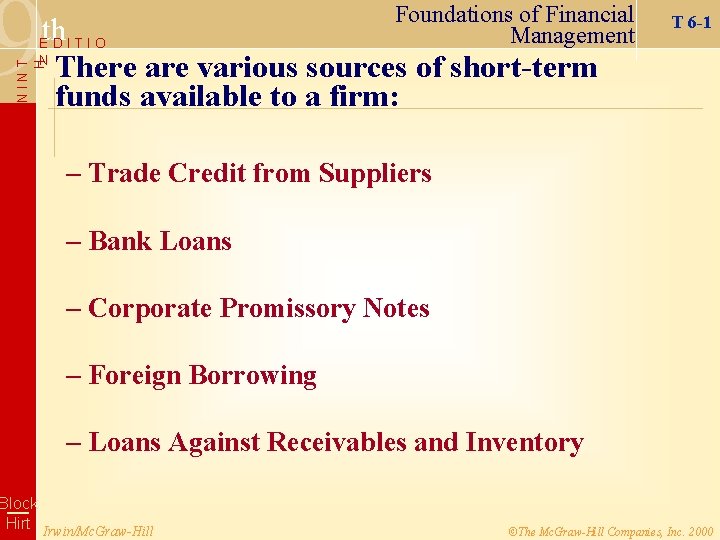 9 Foundations of Financial Management T 6 -1 NINT H th EDITIO N There