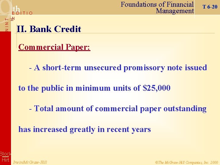 9 th EDITIO Foundations of Financial Management T 6 -20 NINT H N II.