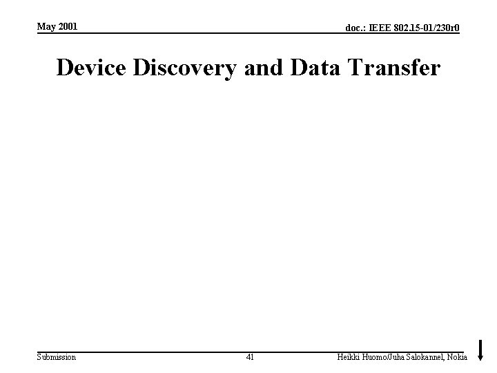 May 2001 doc. : IEEE 802. 15 -01/230 r 0 Device Discovery and Data