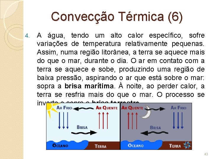 Convecção Térmica (6) 4. A água, tendo um alto calor específico, sofre variações de