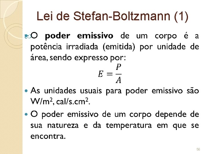 Lei de Stefan-Boltzmann (1) 56 