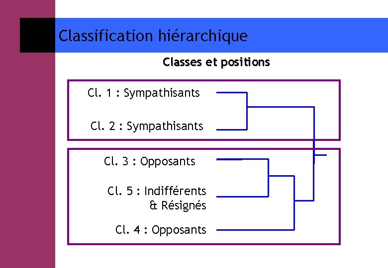 Classification hiérarchique Classes et positions Cl. 1 : Sympathisants Cl. 2 : Sympathisants Cl.