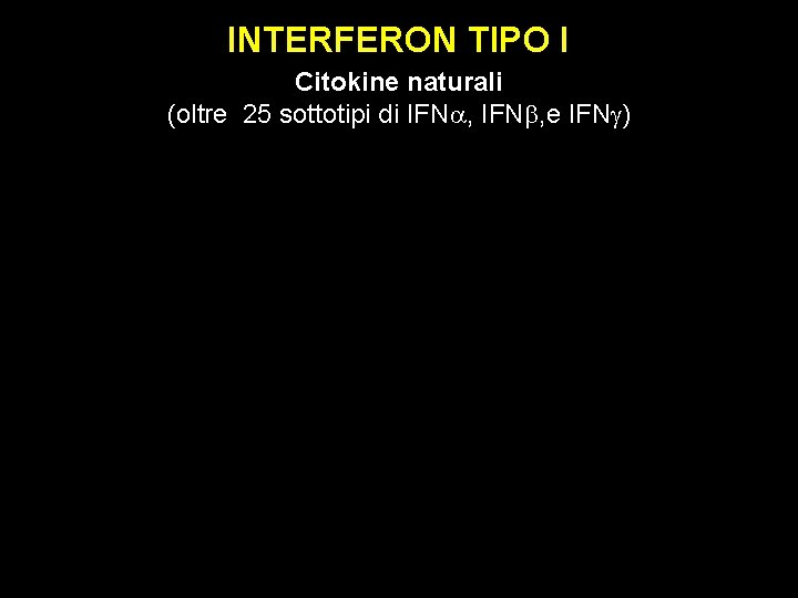 INTERFERON TIPO I Citokine naturali (oltre 25 sottotipi di IFN , e IFN )