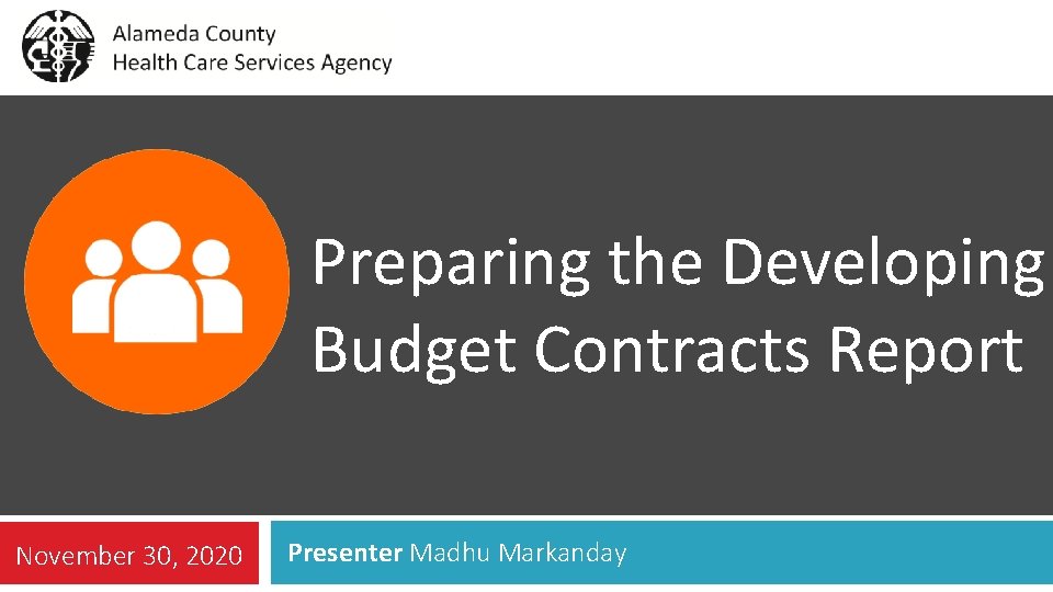 Preparing the Developing Budget Contracts Report November 30, 2020 Presenter Madhu Markanday 
