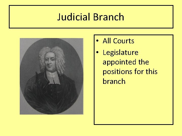 Judicial Branch • All Courts • Legislature appointed the positions for this branch 
