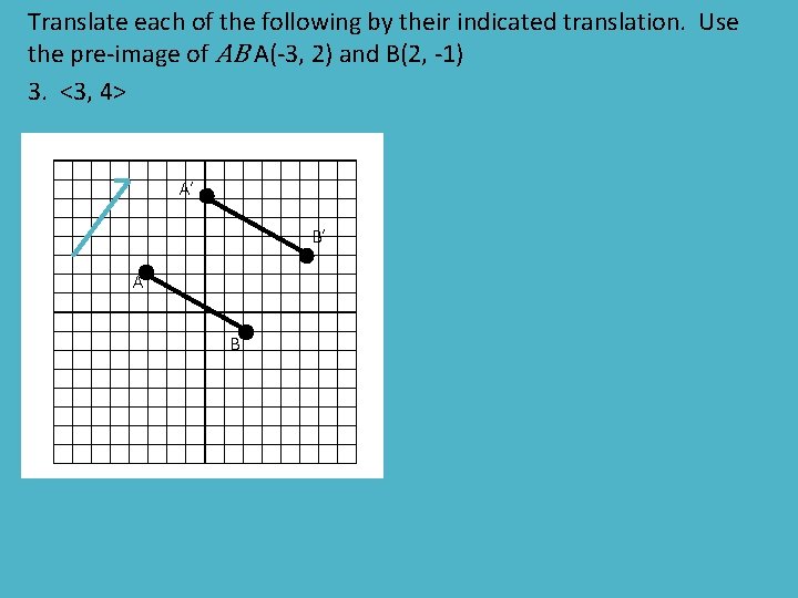 Translate each of the following by their indicated translation. Use the pre-image of AB