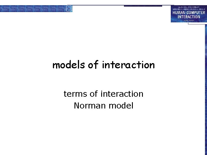 models of interaction terms of interaction Norman model 