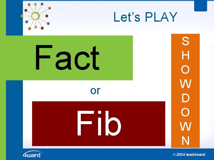 Let’s PLAY Fact or Fib S H O W D O W N Let’s PLAY Fact or Fib S H O W D O W N