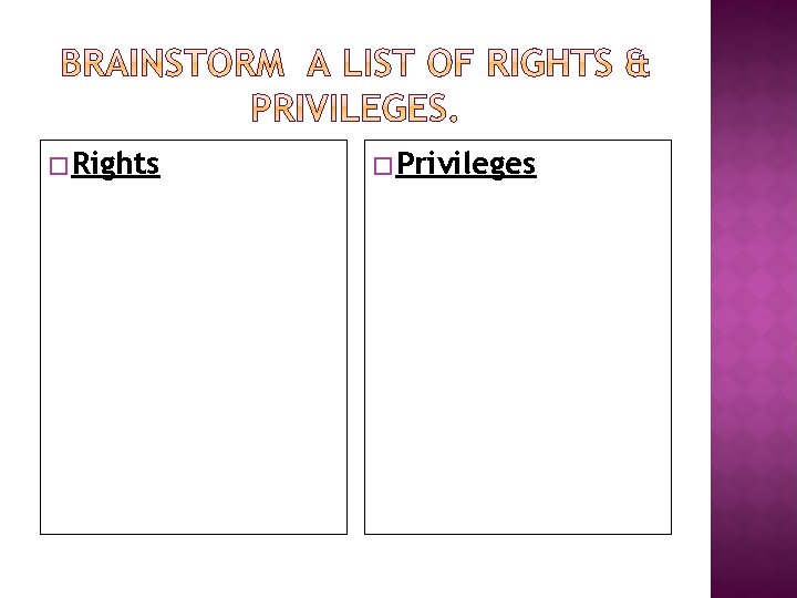 � Rights � Privileges � Rights � Privileges