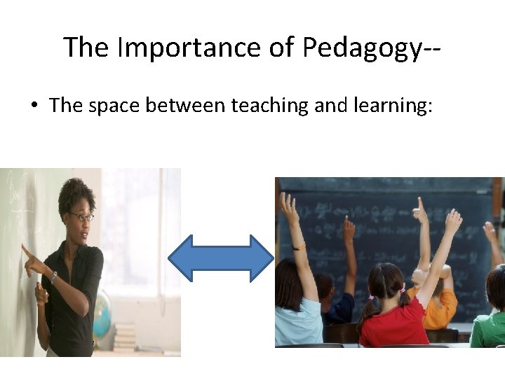 The Importance of Pedagogy- • The space between teaching and learning: 