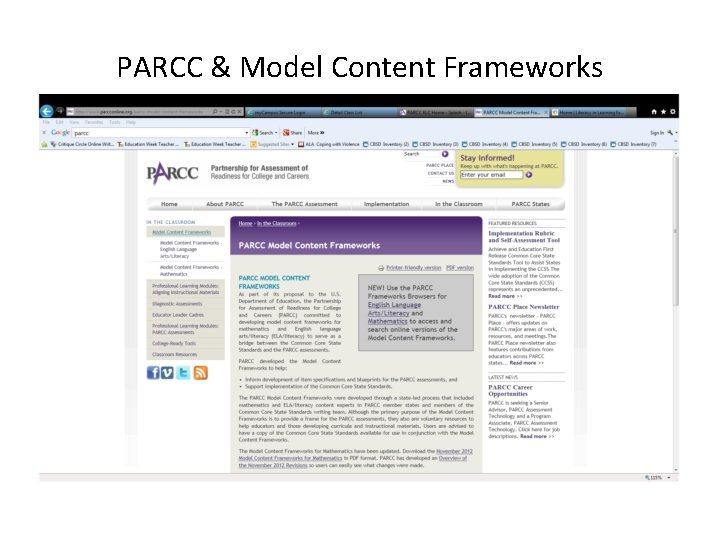 PARCC & Model Content Frameworks 