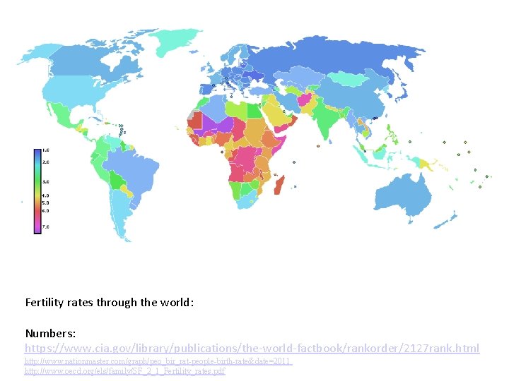 Fertility rates through the world: Numbers: https: //www. cia. gov/library/publications/the-world-factbook/rankorder/2127 rank. html http: //www.